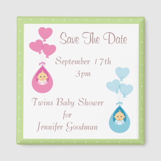 Twins & Balloons Save The Date Baby Shower Magnet | Zazzle.com