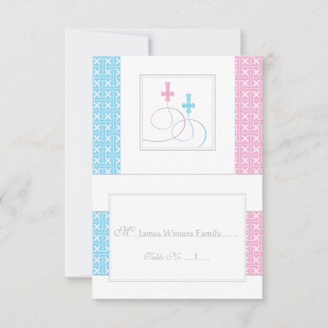 Twins Baptism Table Place Card  |  You Fold (Front)