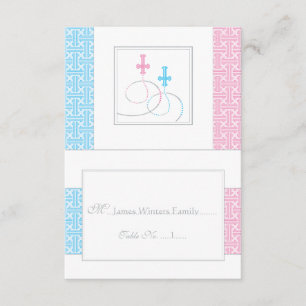 Twins Baptism Table Place Card You Fold