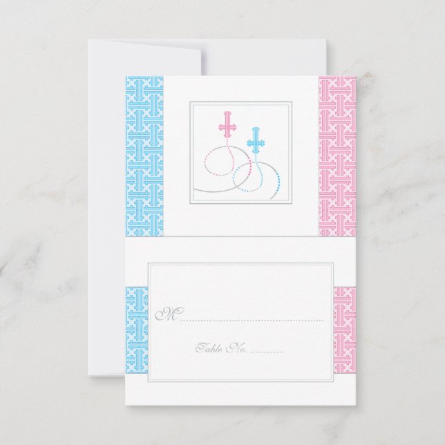 Twins Baptism Table Place Card  |  You Fold (Front)