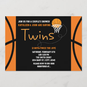 TWINS BASKETBALL Sports Baby Shower Invitation