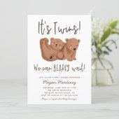 Twins Bear Baby Shower Invitation (Standing Front)