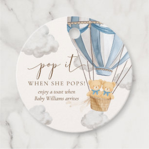 Twins Bearly Wait Teddy Bear Pop It When She Pops Favor Tags