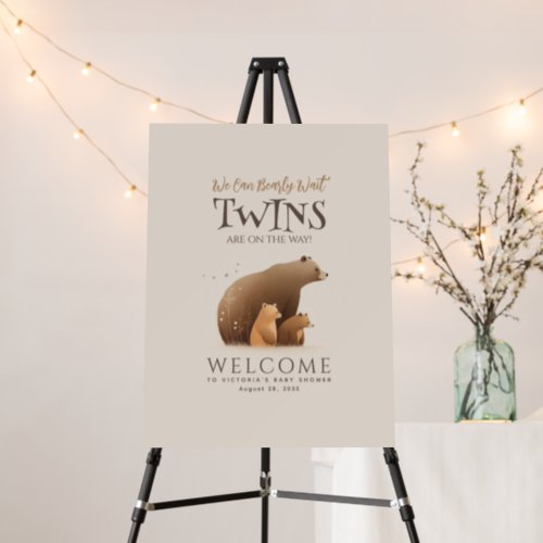 Twins Bears Baby Shower Welcome Sign