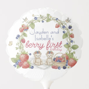 Twins Berry First 1st Birthday Party Balloon