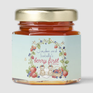 Twins Berry First 1st Birthday Party Honey Jar Favors