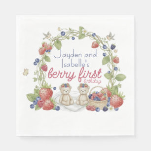 Twins Berry First 1st Birthday Party Napkins