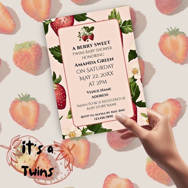 TWINS Berry Sweet Strawberry  Invitation (TWINS Berry Sweet Strawberry Invitation)