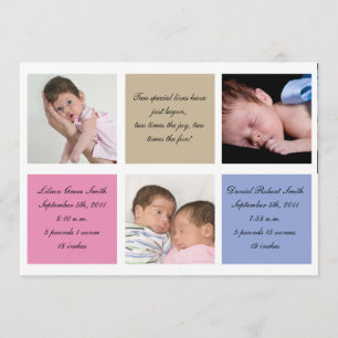 Twins birth announcement - Girl and boy
