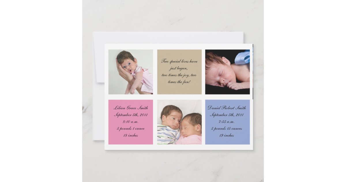 Twins Birth Announcement Girl And Boy Zazzle Com