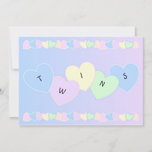 Twins Birth Announcement Hearts