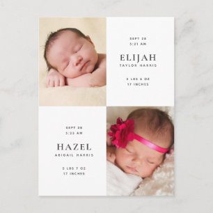Twins Birth Announcement Postcard