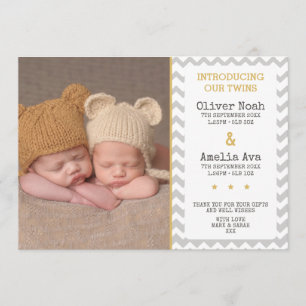 Twins birth announcement/thank you card