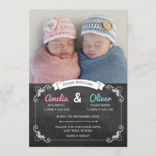 Twins birth announcement/thank you card
