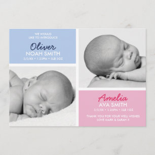 Twins birth announcement/thank you card