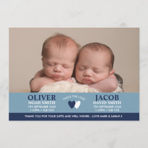 Twins birth announcement/thank you card
