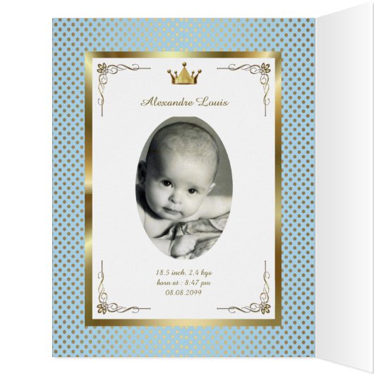 Twins birth BOYS announcement card, photo,souvenir (Inside (Left))