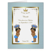 Twins birth BOYS announcement card, photo,souvenir (Front)