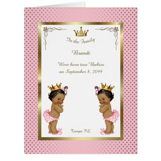 Twins birth GIRLS announcement card,photo,souvenir (Front)
