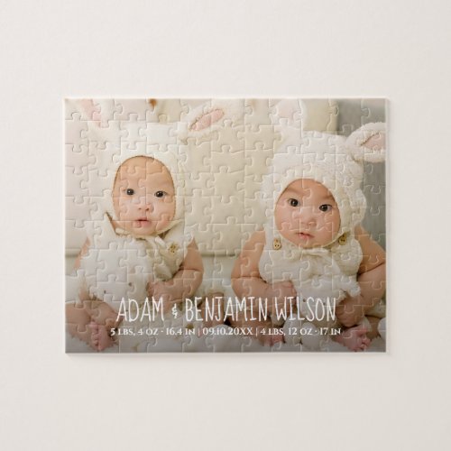 Twins Birth Stats Photo Jigsaw Puzzle