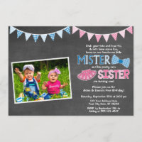 Twins Birthday Invitation | Mister and Sister