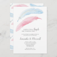 Twins Birthday Little Angel Invitation