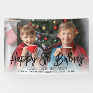 Twins Birthday Party Custom Photo Banner