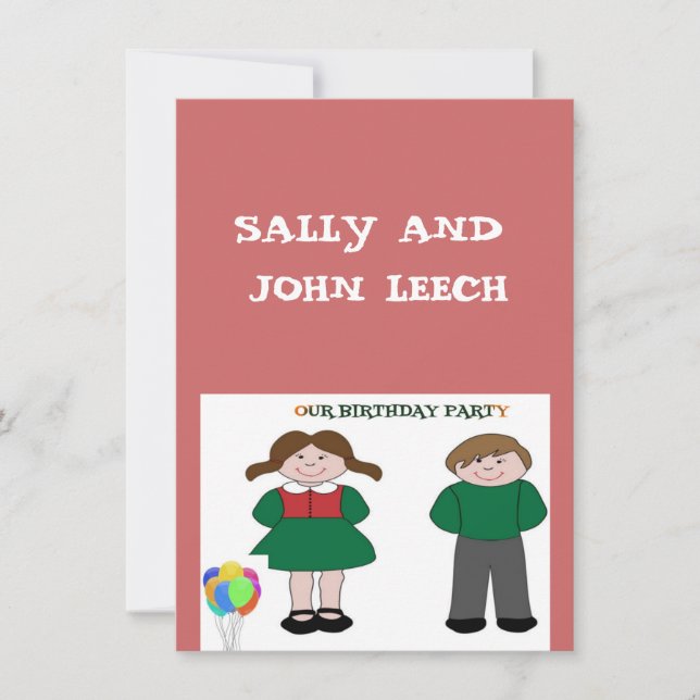 Twins Birthday Party Invitations (Front)