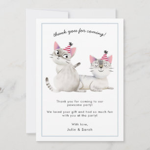 Twins Birthday Party Pawsome Cats Thank You Card