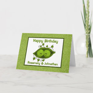 Twins Birthday, Two Peas In A Pod Personalized Card