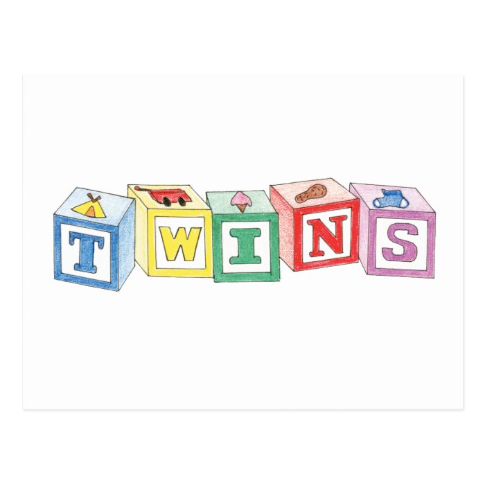 Twins Blocks Graphic Postcards