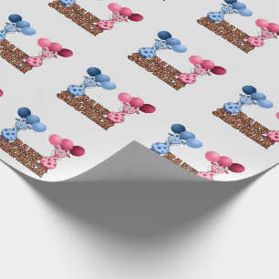 Twins Blue and Pink Giraffes Baby Shower Safari Wrapping Paper
