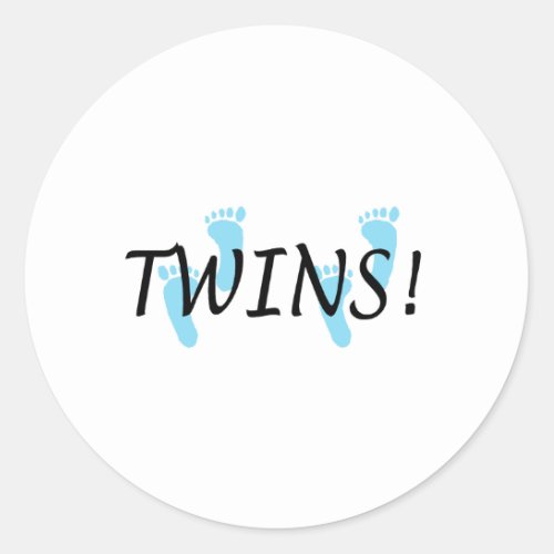 Twins Blue Footprints Classic Round Sticker