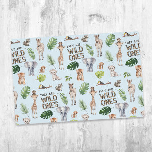 Twins Blue Safari Themed Baby Boy 1st birthday Placemat