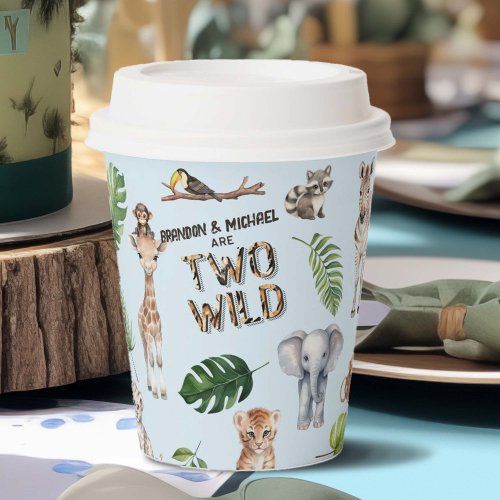 Twins Blue Safari Themed Two Wild Boy 2nd  Paper Cups