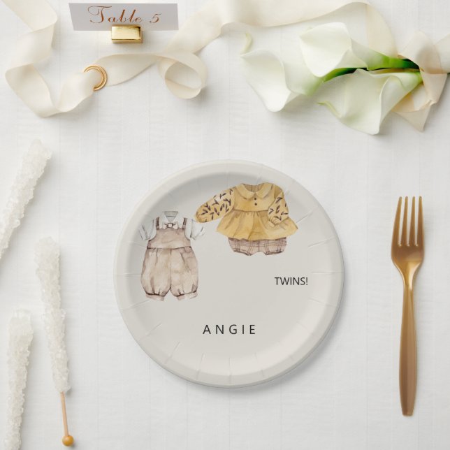  Twins Boho Baby Shower Welcome  Paper Plates (Wedding)