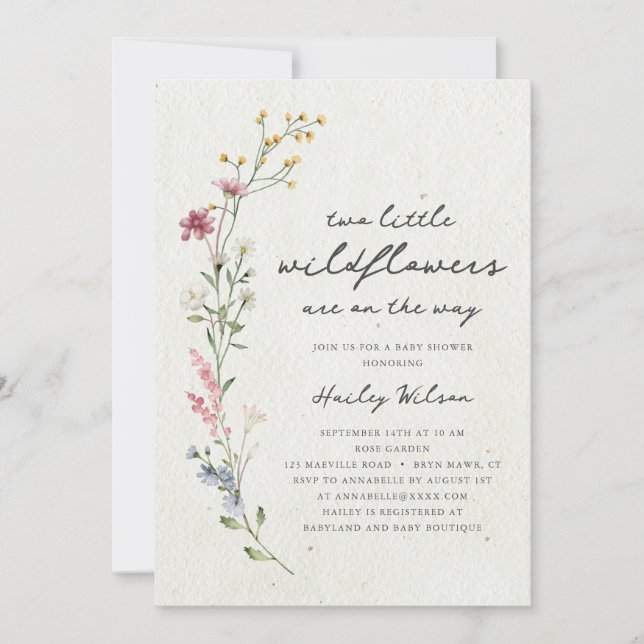 Twins Boho Little Wildflower Baby Shower Invitation (Front)