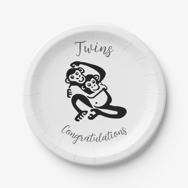 Twins - Bonobo - Congratulations -  Paper Plates (Front)