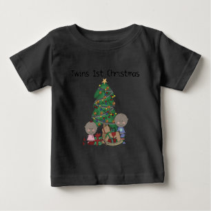Twins Boy and Girl 1st First Christmas Baby T-Shirt