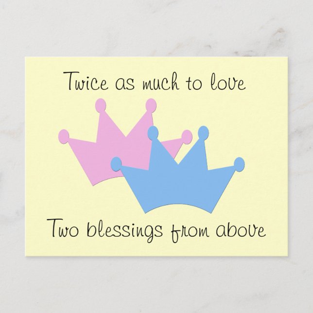 Twins Boy and Girl! Announcement Postcard (Front)