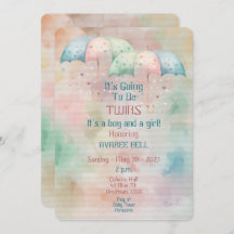 Twins Boy and Girl Baby Shower Invitation