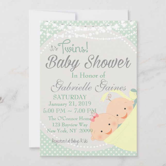 Twins Boy and Girl Baby Shower Invitation (Front)