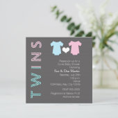 TWINS Boy and Girl Baby Shower Modern Invitation (Standing Front)