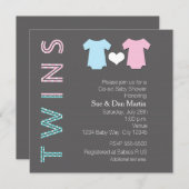 TWINS Boy and Girl Baby Shower Modern Invitation (Front/Back)