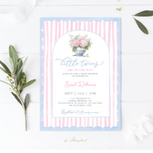 Twins Boy and Girl Grandmillennial Baby Shower Invitation