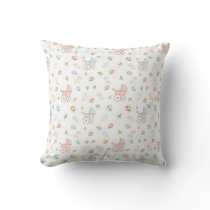 Twins Boy and Girl Pink and Blue Nursery Throw Pillow