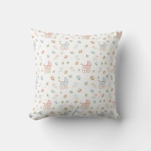 Twins Boy and Girl Pink and Blue Nursery Throw Pillow