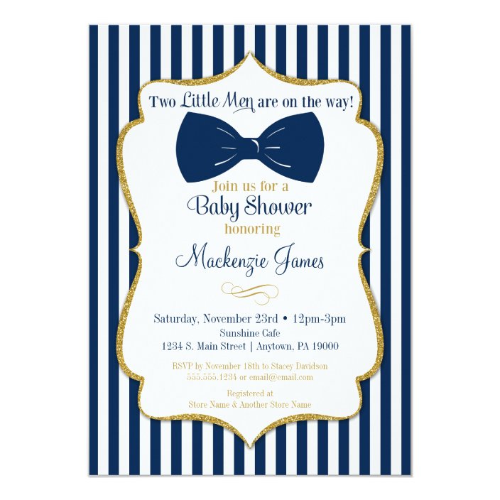 navy blue and gold baby shower invitations