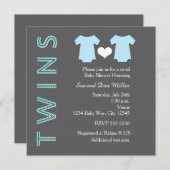 TWINS Boy Blue Twin Baby Shower Party Invitation (Front/Back)