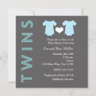 TWINS Boy Blue Twin Baby Shower Party Invitation